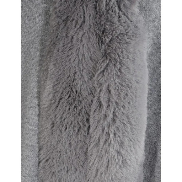 Zlyc Women Winter Faux Fur Shawl Stole Warm Wrap Cape - Gray - Picture 5 of 6
